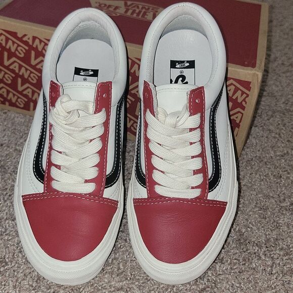 Vans Vault Old Skool VLT LX - Chilli Pepper / Black Leather Shoes Wmn 6 Men 4.5 - Picture 8 of 13
